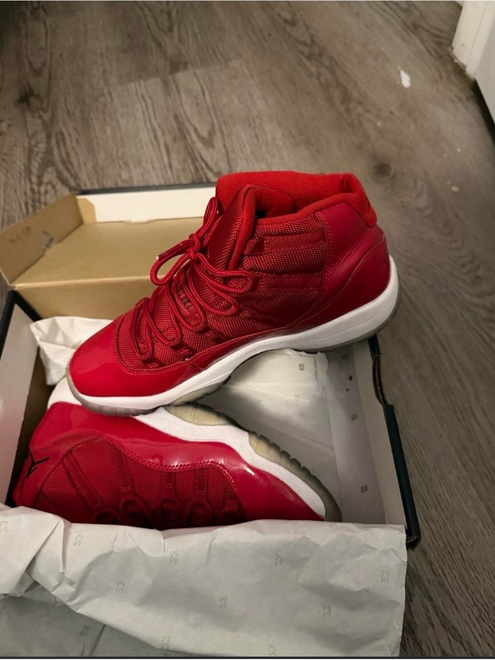 Jordan Women’s High-Top Sneakers in Red and White